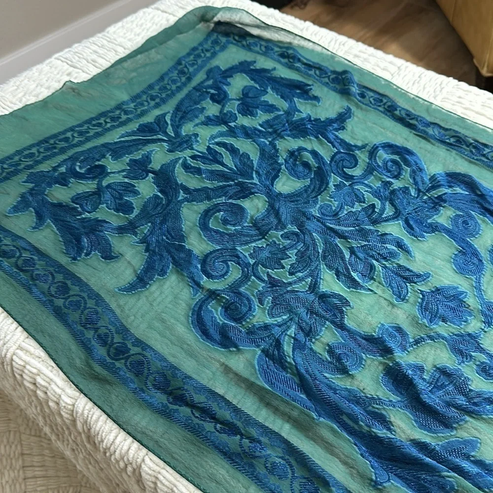 Chiffon Blue and Green Decorative Scarf
